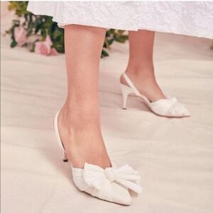 Loeffler Randall Sylvana Bow Slingback Heel in Wedding White Size 9.5